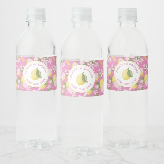 Roze limonade Verjaardag Water Fles Label Waterfles Etiket (Flessen)