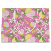 Roze limonade verjaardagsfeestje grote geschenktas groot cadeauzakje (Voorkant)