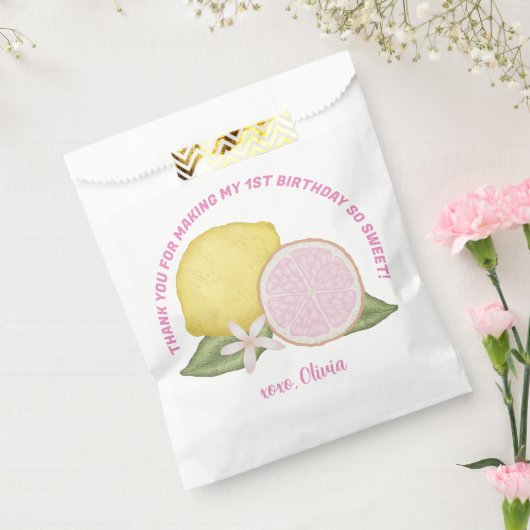Roze limonade verjaardagsfeestje gunstzak bedankzakje (Gezegeld)