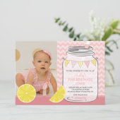 Roze limonade verjaardagsfeestje uitnodiging (Staand voorkant)