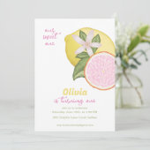 Roze limonade verjaardagsfeestje uitnodiging (Staand voorkant)