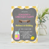 Roze limonade verjaardagsuitnodiging kaart (Staand voorkant)