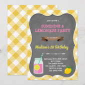 Roze limonade verjaardagsuitnodiging kaart (Voorkant / Achterkant)