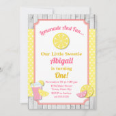 Roze limonade verjaardagsuitnodiging, limonade par kaart (Voorkant)