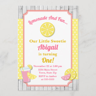 Roze limonade verjaardagsuitnodiging, limonade par kaart