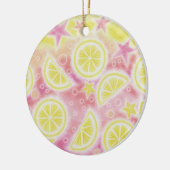 Roze limonade-versiering keramisch ornament (Links)