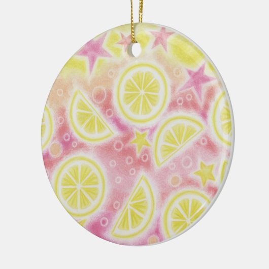 Roze limonade-versiering keramisch ornament (Links)