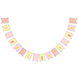 Roze limonade vintage frisdrankfles gestreepte zom vlaggetjes