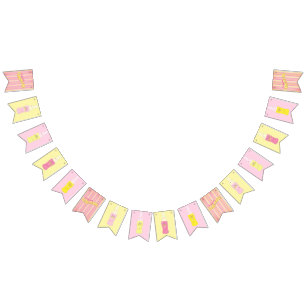 Roze limonade vintage frisdrankfles gestreepte zom vlaggetjes