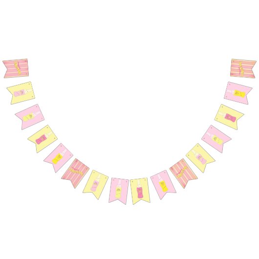 Roze limonade vintage frisdrankfles gestreepte zom vlaggetjes (Alle)