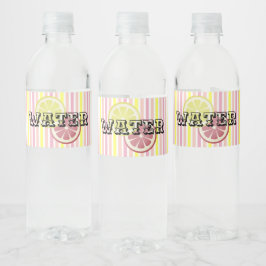 Roze limonade vintage streep verjaardag zomer fees waterfles etiket