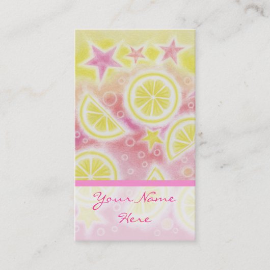 Roze limonade visitekaartje stripe portret (Voorkant)