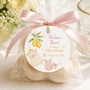 Roze Limonade Whimsical Waterverf Baby Meisje Bedankjes Labels