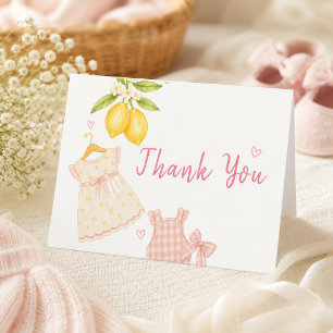 Roze Limonade Whimsical Waterverf Baby Meisje Bedankkaart