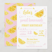 Roze limonade zomer eerste verjaardag downloaden kaart (Voorkant / Achterkant)