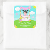 Roze limonade zwart haar meisje verjaardag dank u vierkante sticker (Tas)