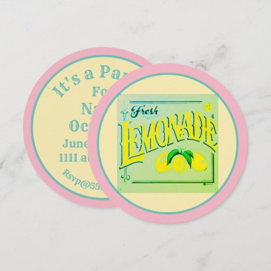  roze limonadebord citroenzomer kaart (Voorkant / Achterkant)