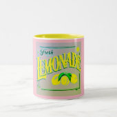 roze limonadebord citroenzomer tweekleurige koffiemok (Center)