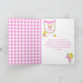 Roze limonadekraam verjaardag blond haar meisje bedankkaart (Binnen)