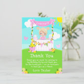 Roze limonadekraam verjaardag blond haar meisje bedankkaart (Staand voorkant)