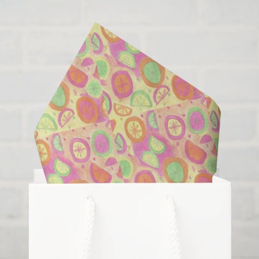 Roze limonadepatroon tissuepapier (Cadeauzakje)