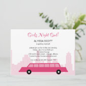 Roze Limousine Bachelorette Kaart (Staand voorkant)