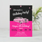 Roze Limousine Doll Party Verjaardag Kaart (Staand voorkant)