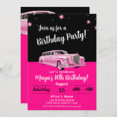 Roze Limousine Doll Party Verjaardag Kaart (Voorkant / Achterkant)