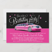 Roze Limousine Night Out Verjaardagsfeestje Kaart (Voorkant)