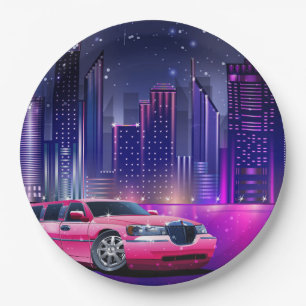 Roze limousine stad Sweet 16 verjaardagsfeestje Papieren Bordje