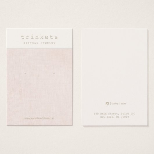 Roze linen die juwelen-beeldschermkaart verdient visitekaartje (Voorkant /achterkant)