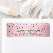 Roze linen Glitter Sparkle Confetti Stippen Modern Etiket (Insitu)