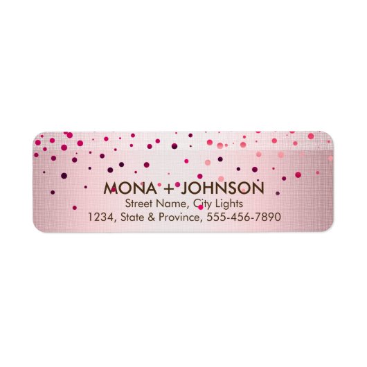 Roze linen Glitter Sparkle Confetti Stippen Modern Etiket (Voorkant)