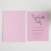 Roze Linen Simple Black Script Bachelorette Party Kaart