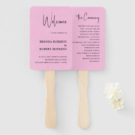 Roze linen Simple Black Script Weddenschap Handje Handwaaier