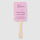 Roze linen Simple Black Script Weddenschap Handje  Handwaaier (Voorkant)