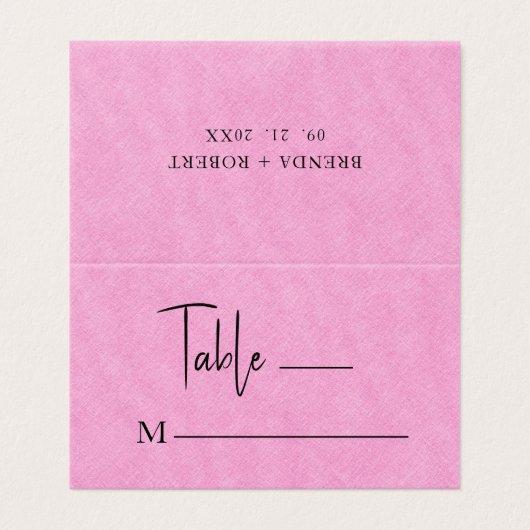 Roze linen Simple Black Script Weduwgoedkaart Visitekaartje (Buitenkant ongevouwen)