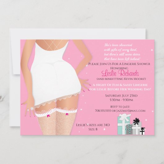 Roze Lingerie Bridal Shower Invitation Kaart (Voorkant)