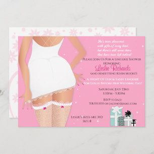 Roze Lingerie Bridal Shower Invitation Kaart