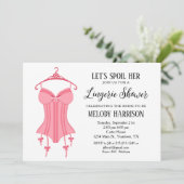Roze lingerie bruiloft feest uitnodiging Sassy (Staand voorkant)