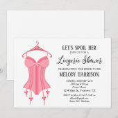 Roze lingerie bruiloft feest uitnodiging Sassy (Voorkant / Achterkant)
