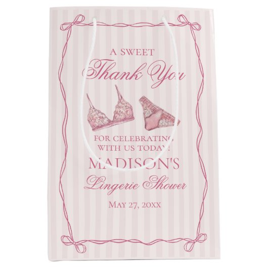 Roze lingerie douche bruidsfeest cadeautje medium cadeauzakje (Voorkant)