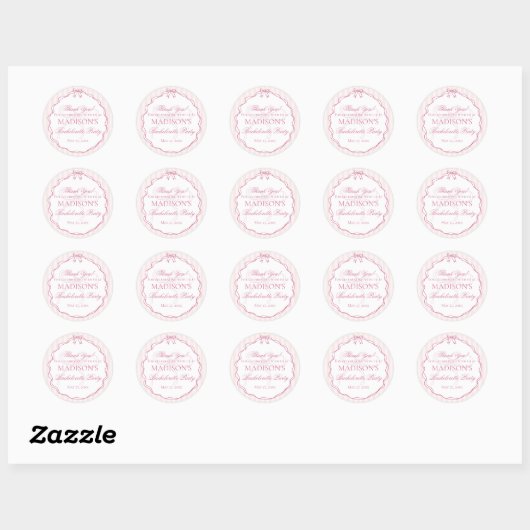 Roze lingerie douche bruidsfeest cadeautje ronde sticker (Vel)