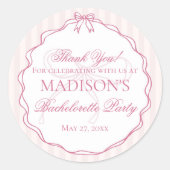 Roze lingerie douche bruidsfeest cadeautje ronde sticker (Voorkant)