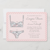 Roze Lingerie Douche Grijs Bloemen Uitnodiging (Voorkant)