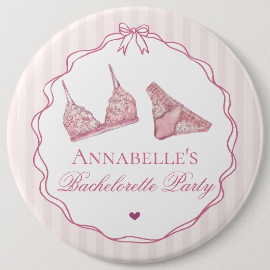 Roze lingerie douche vrijgezellenfeest cadeautje ronde button 6,0 cm (Voorkant)