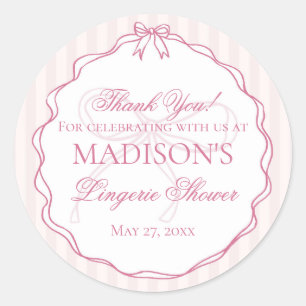 Roze lingerie douche vrijgezellenfeest cadeautje ronde sticker