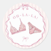 Roze lingerie douche vrijgezellenfeest envelop ronde sticker (Voorkant)