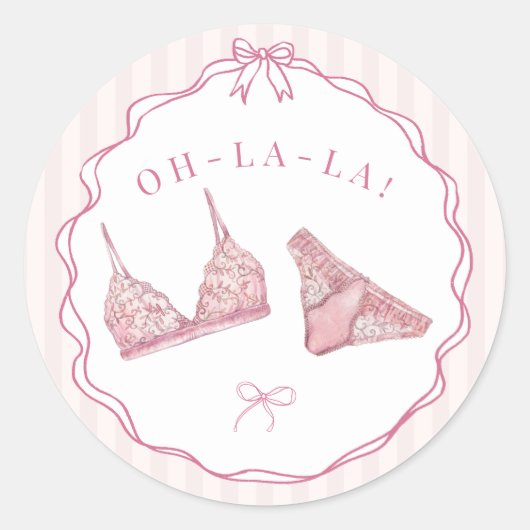 Roze lingerie douche vrijgezellenfeest envelop ronde sticker (Voorkant)