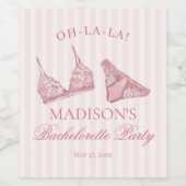Roze lingerie douche vrijgezellenfeest wijn etiket (Enkel label)